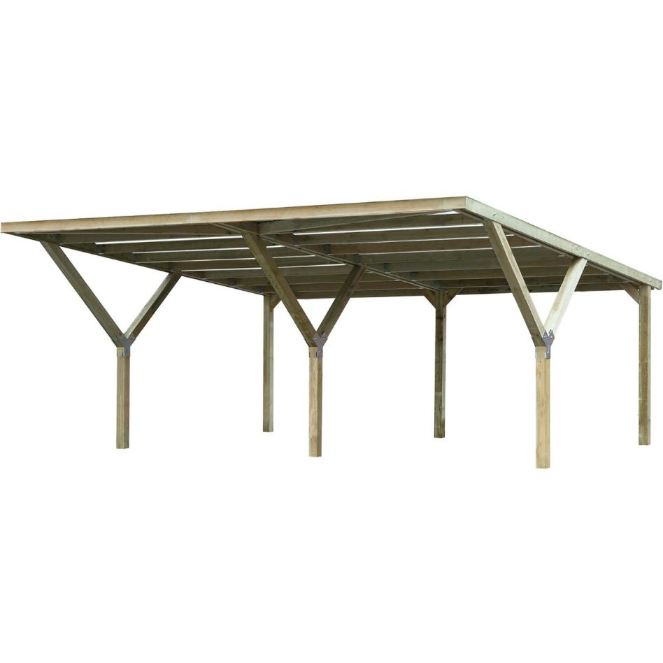weka Doppelcarport Massivholz 276 cm braun mit Stahldach