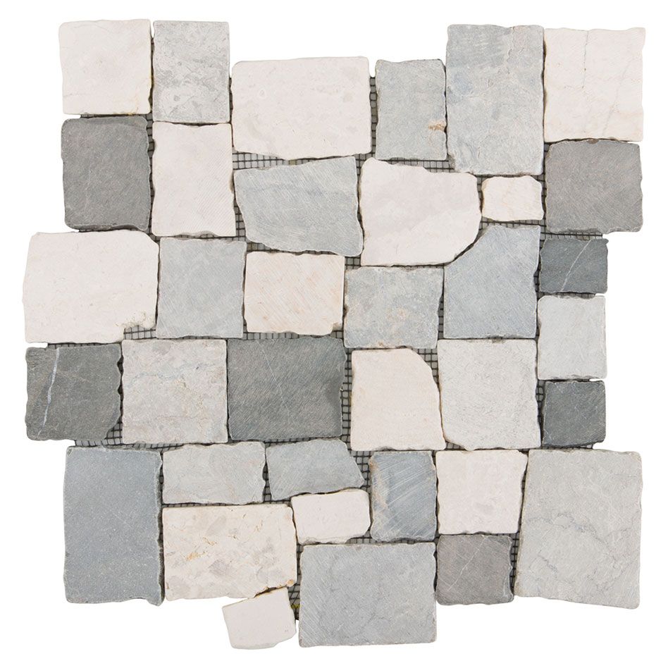 Wellker Natursteinmosaik Multiformat Marmor Ilo Creme Grey Black 30x30 cm Mosaikfliesen, 1 Pack
