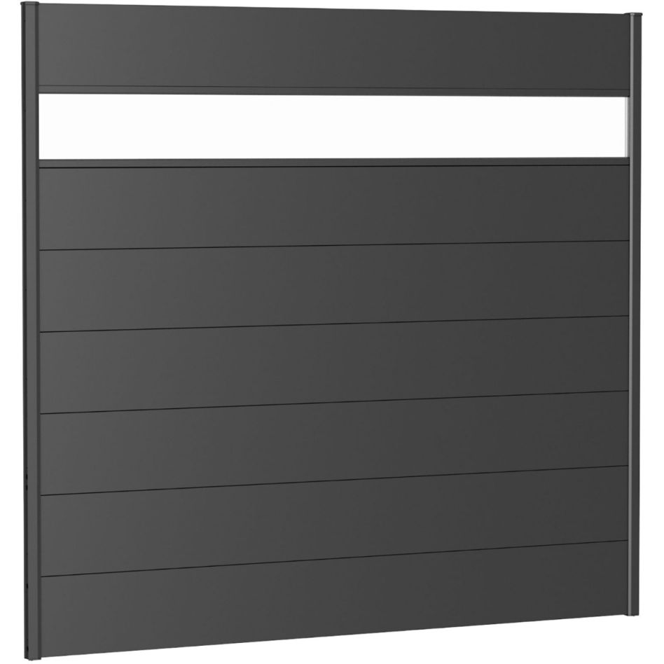 Biohort Sichtschutzzaun Wandpaneel mit Acrylglas dunkelgrau-metallic Sichtschutz Steckzaun Lamellenzaun günstig