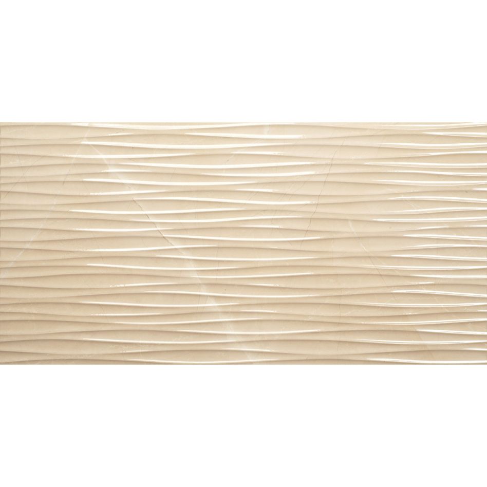 Wellker Wandfliese Yoro Crema Waves glasiert glänzend rektifiziert 30x60 cm Stärke 10 mm, 1 Pack günstig