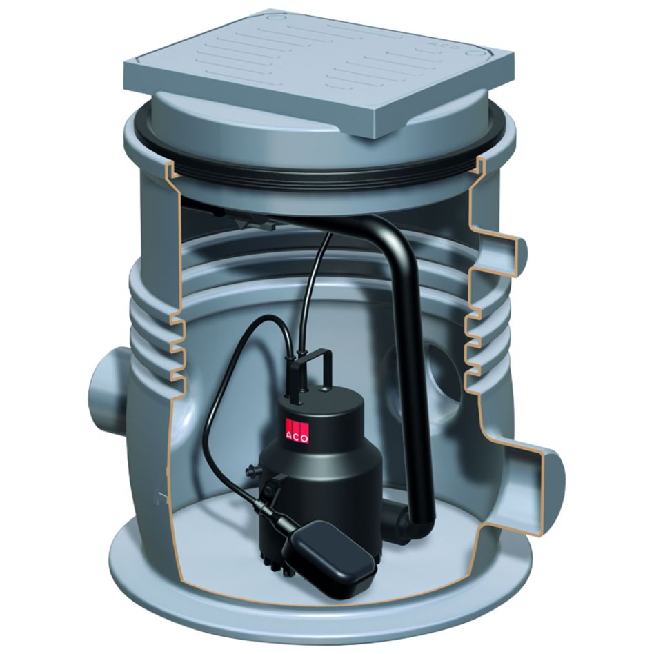 Station de relevage compacte ACO Sinkamat-K mono Salt avec plaque de recouvrement réversible günstig