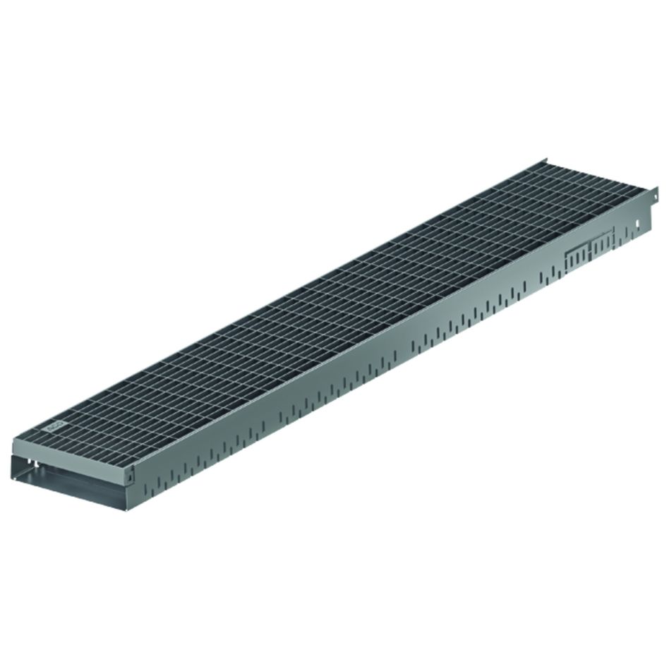 ACO Greenline kit complet caniveau pour façade en acier galvanisé , 2000 mm, 130 mm,75 mm