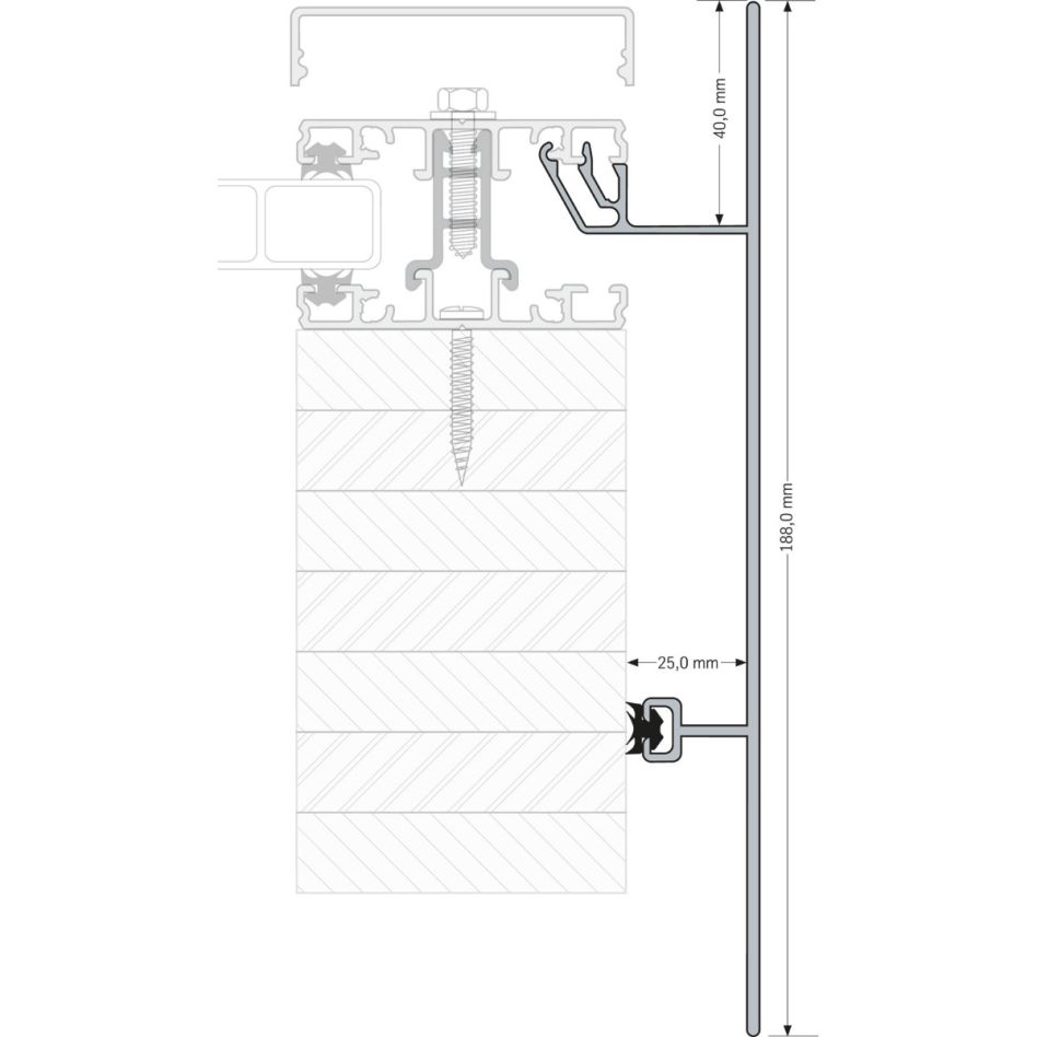 ALWO Seitenblende 188 für Stegplattenmontage pressblank Montageprofil, 7000 mm