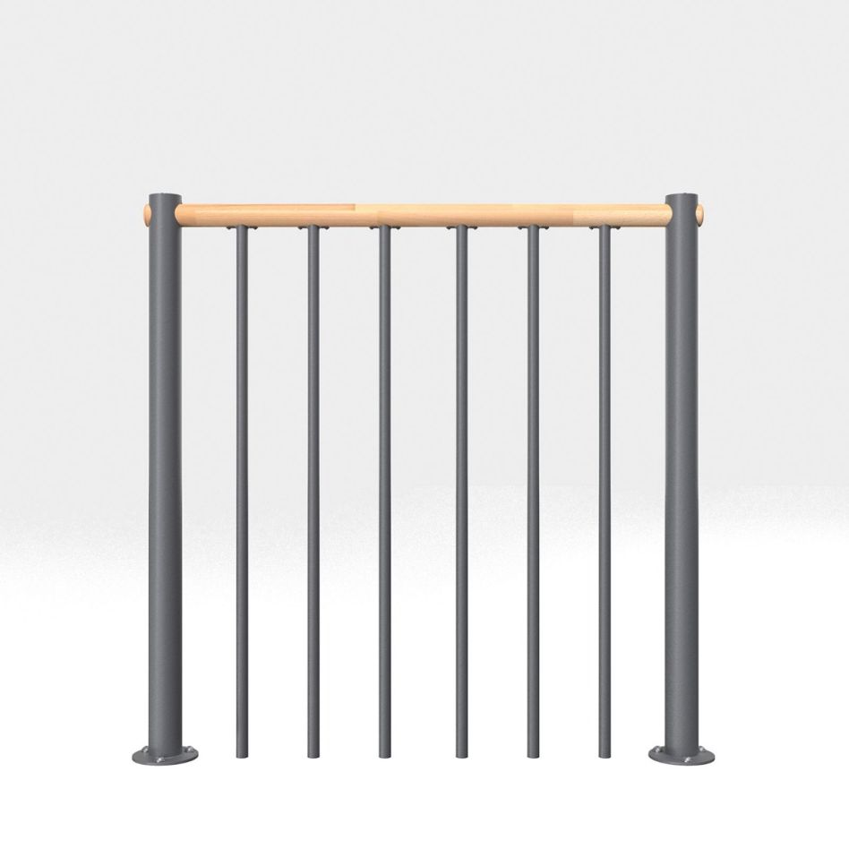 Minka balustrade grise avec barres verticales et main courante bois droit günstig