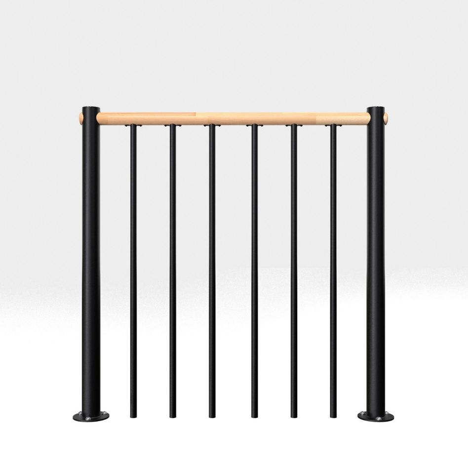 Minka balustrade noire avec barres verticales et main courante bois droit günstig