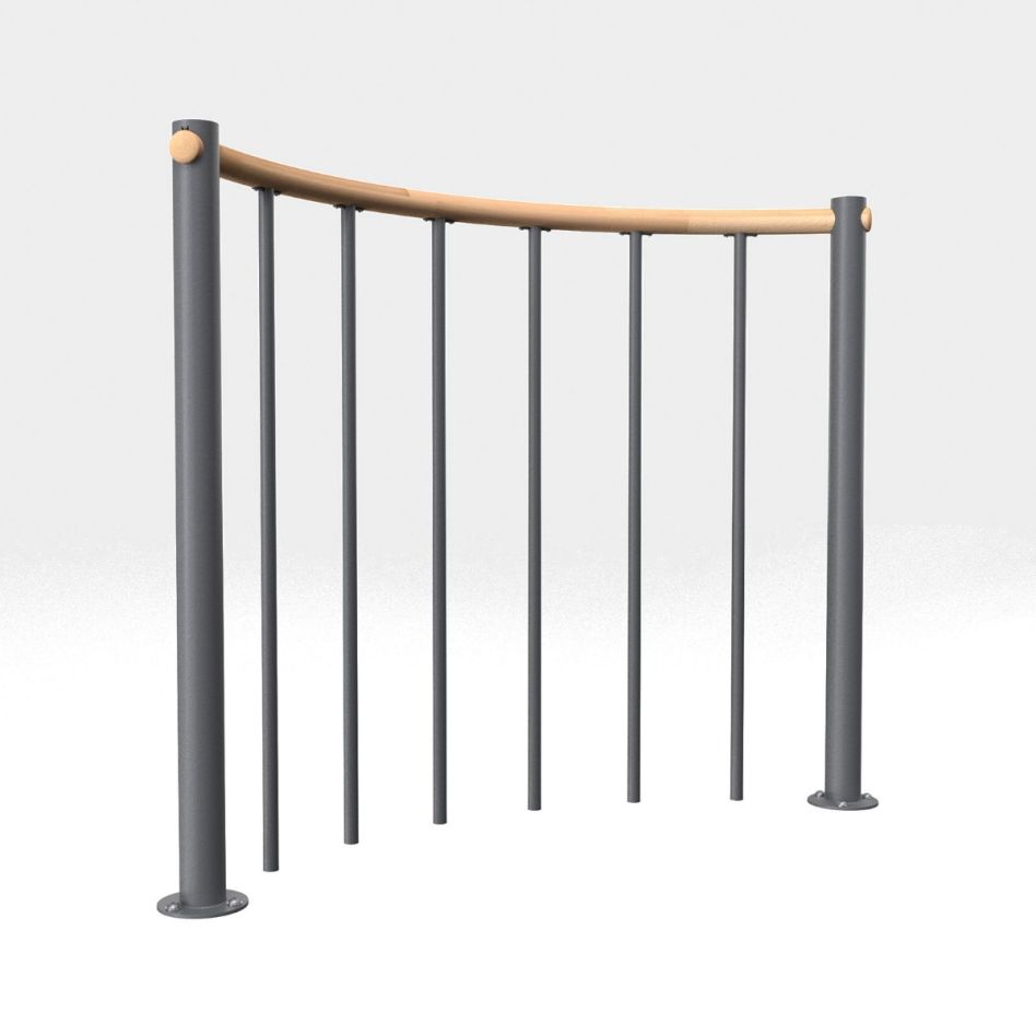 Minka balustrade grise avec barres verticales et main courante bois rond günstig