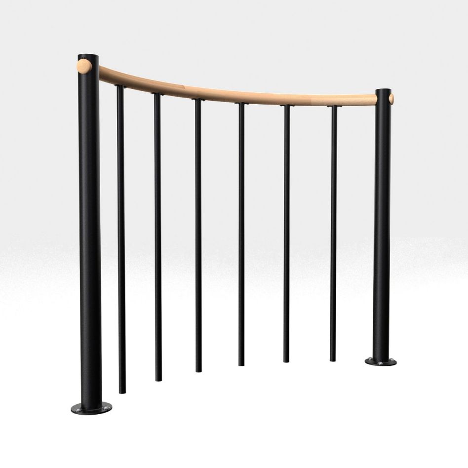 Minka balustrade noire avec barres verticales et main courant bois massif rond günstig