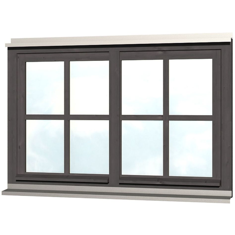 Skan Holz Doppelfenster Schiefergrau für Carports günstig