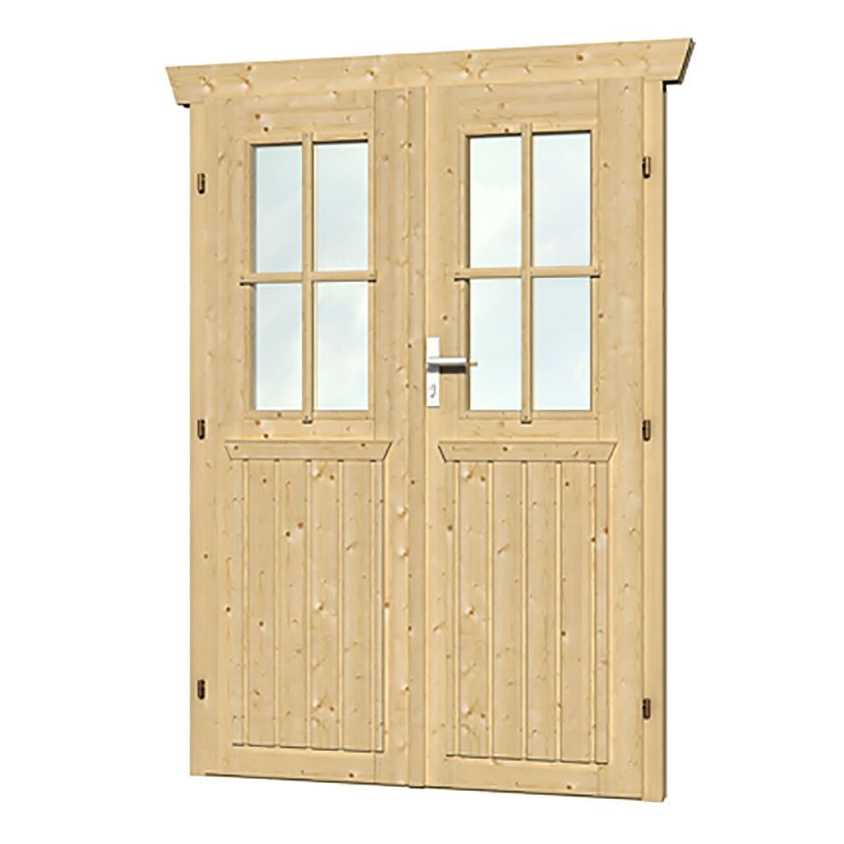 Skan Holz Doppeltür halbverglast 117,5x179,5cm für Gartenhaus 28mm günstig