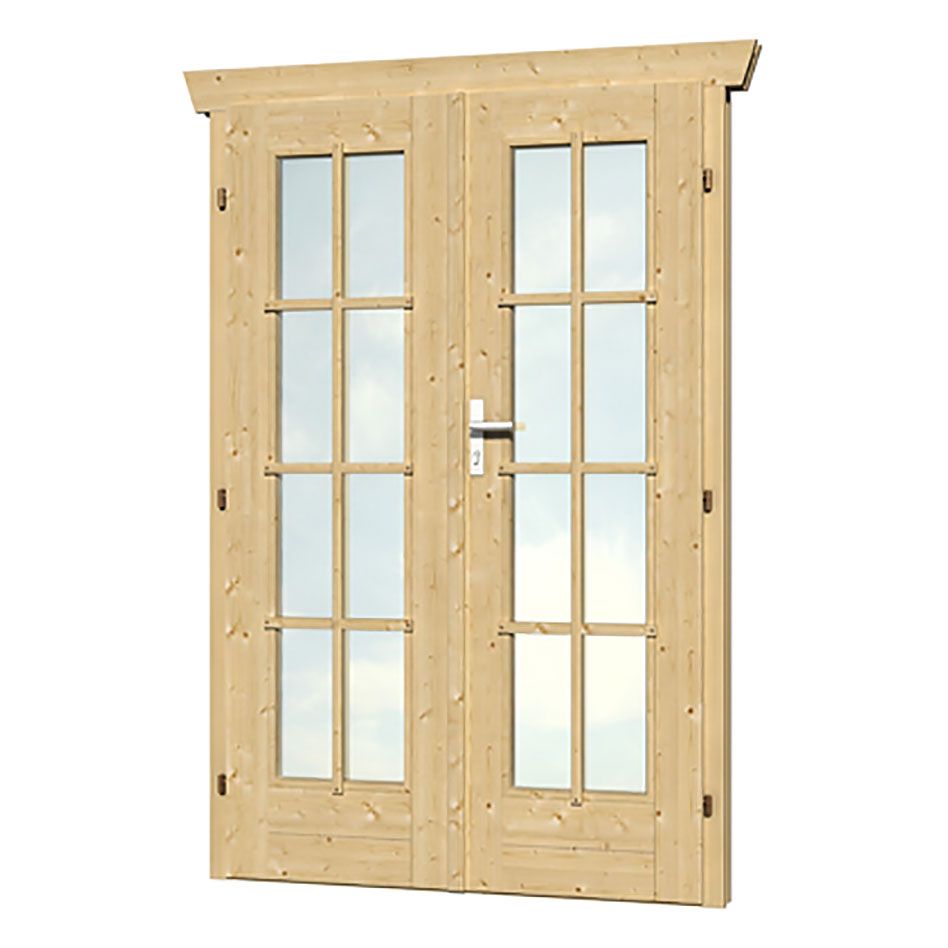 Skan Holz Doppeltür vollverglast 123,4x193cm für Gartenhaus 28mm günstig