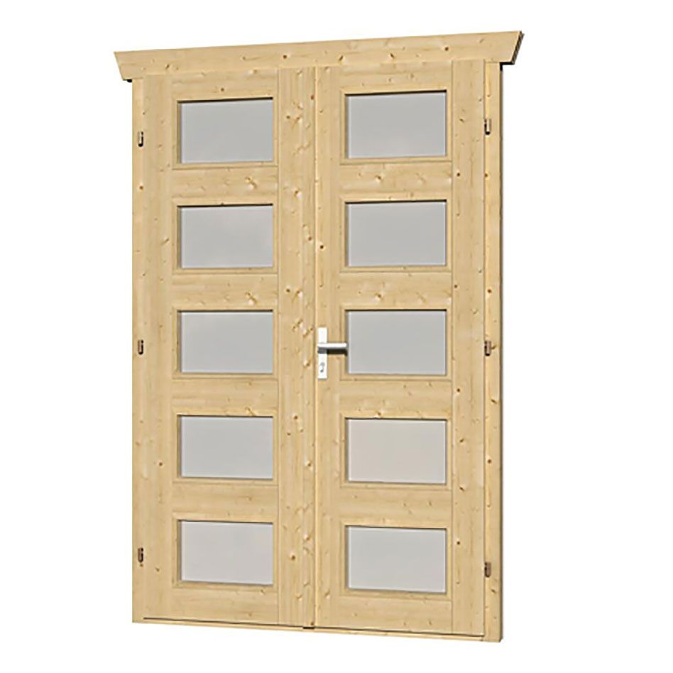 Skan Holz Doppeltür Milchglas 123,4x193 cm für Gartenhaus 28 mm günstig