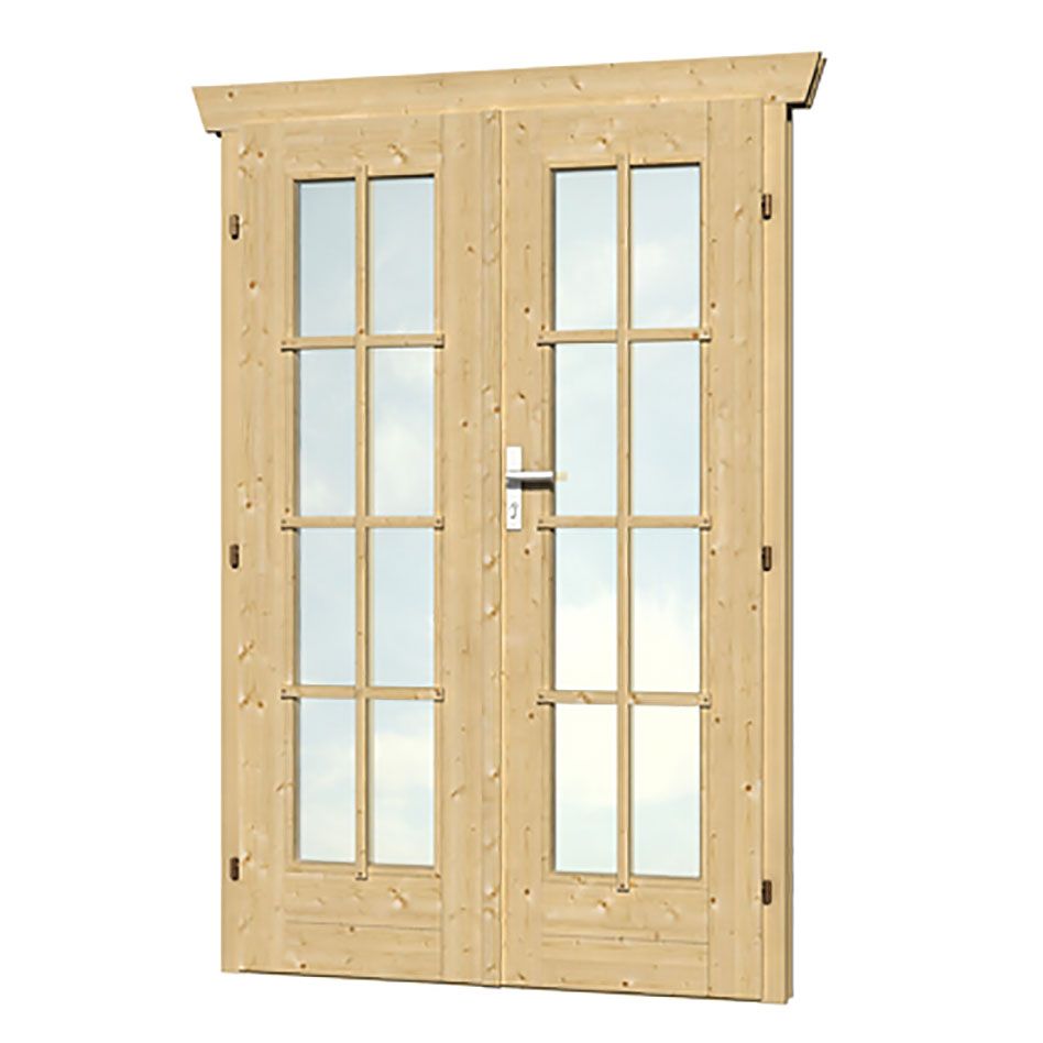 Skan Holz Doppeltür vollverglast 117,5x186,5cm für Gartenhaus 45mm günstig