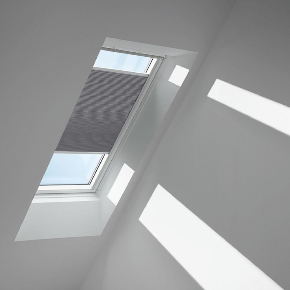 VELUX Wabenplissee Grautaupe 1170, FK08, GGU,Manuell,VELUX,weiße Schiene Image