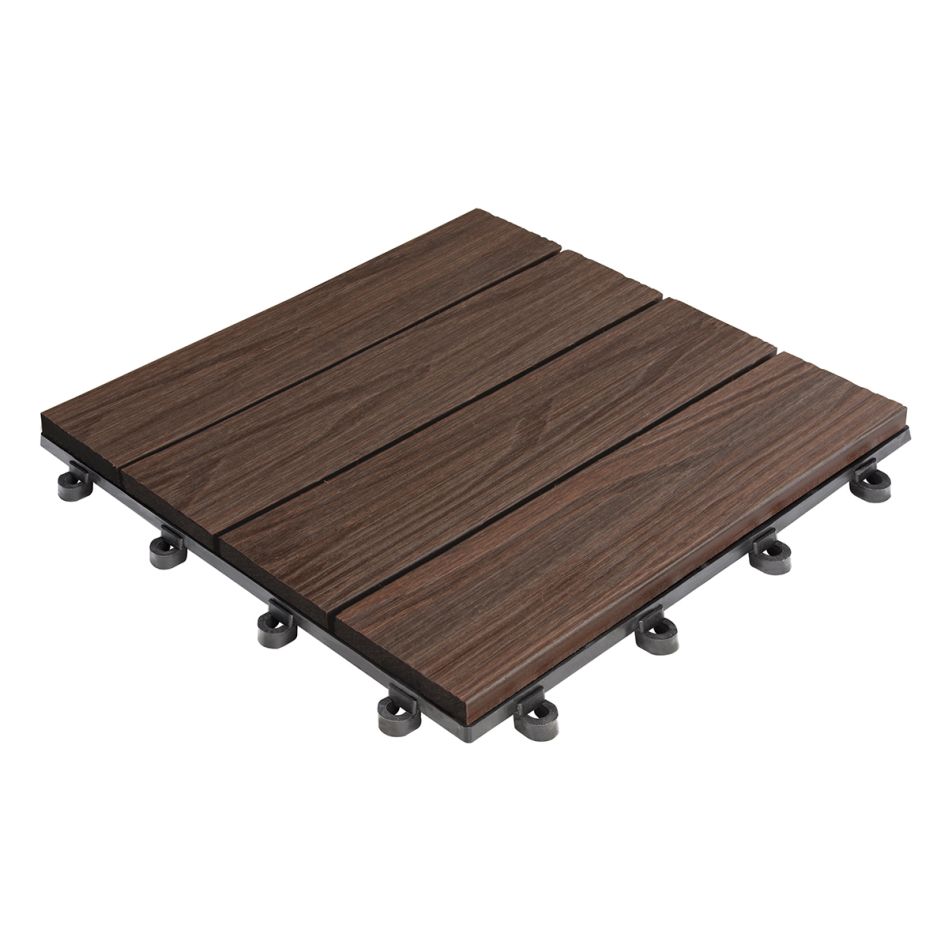 florco WPC Klickfliese 3D braun, 6 Stück günstig
