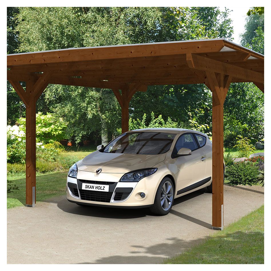 Skan Holz Einzelcarport Odenwald Nussbaum Unterstand günstig