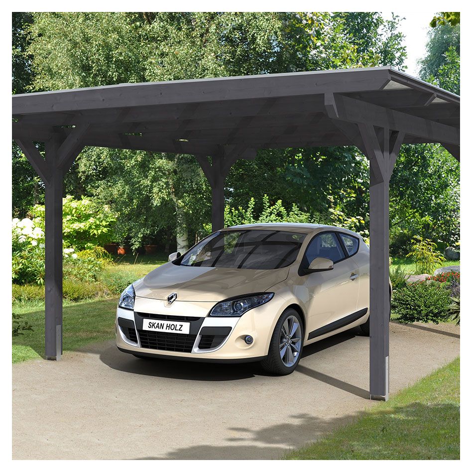 Skan Holz Einzelcarport Odenwald Schiefergrau Unterstand günstig