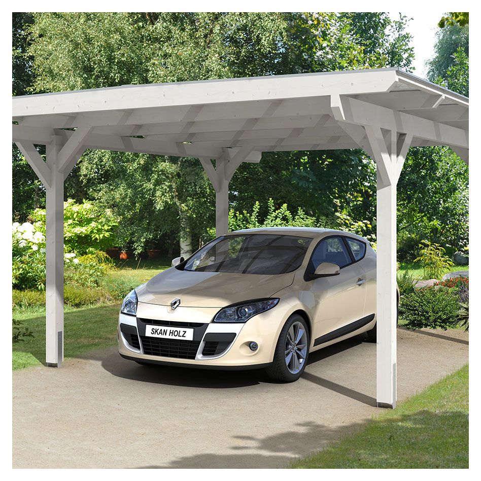 Skan Holz Einzelcarport Odenwald Weiß Unterstand günstig
