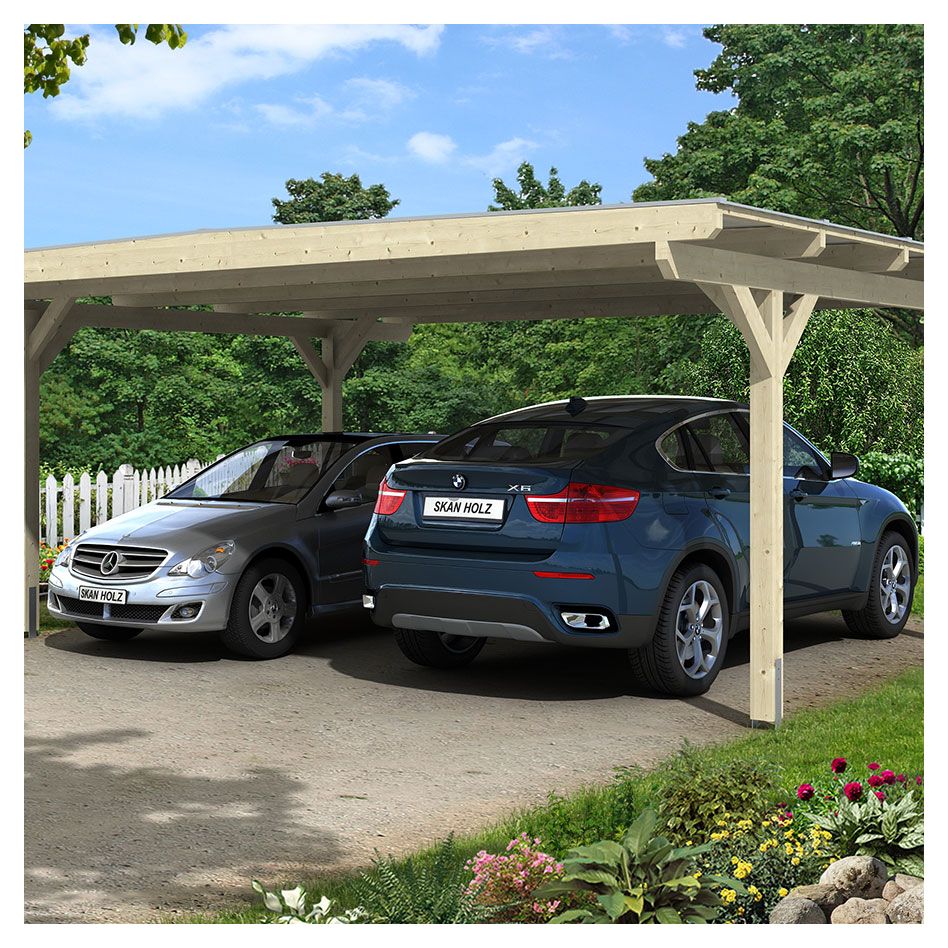 Skan Holz Doppelcarport Odenwald Naturbelassen Unterstand günstig