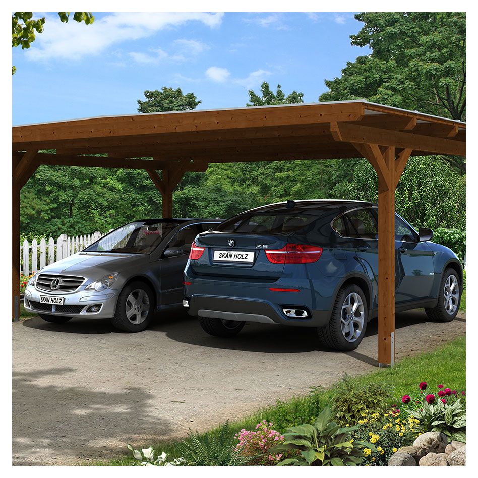 Skan Holz Doppelcarport Odenwald Nussbaum Unterstand günstig