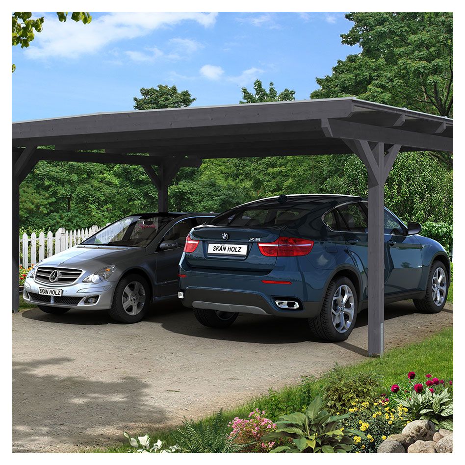 Skan Holz Doppelcarport Odenwald Schiefergrau Unterstand günstig