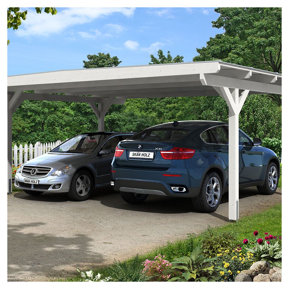 Skan Holz Doppelcarport Odenwald Weiß Unterstand günstig