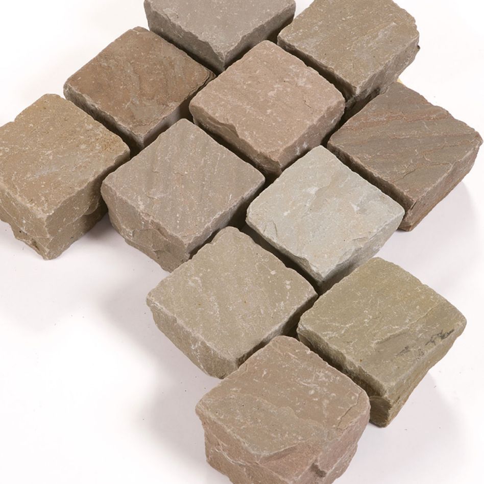 Seltra Natursteine Pflastersteine BOLERO Sandstein beige-sand-grau-braun, 5x5x5 cm, 1 Pack