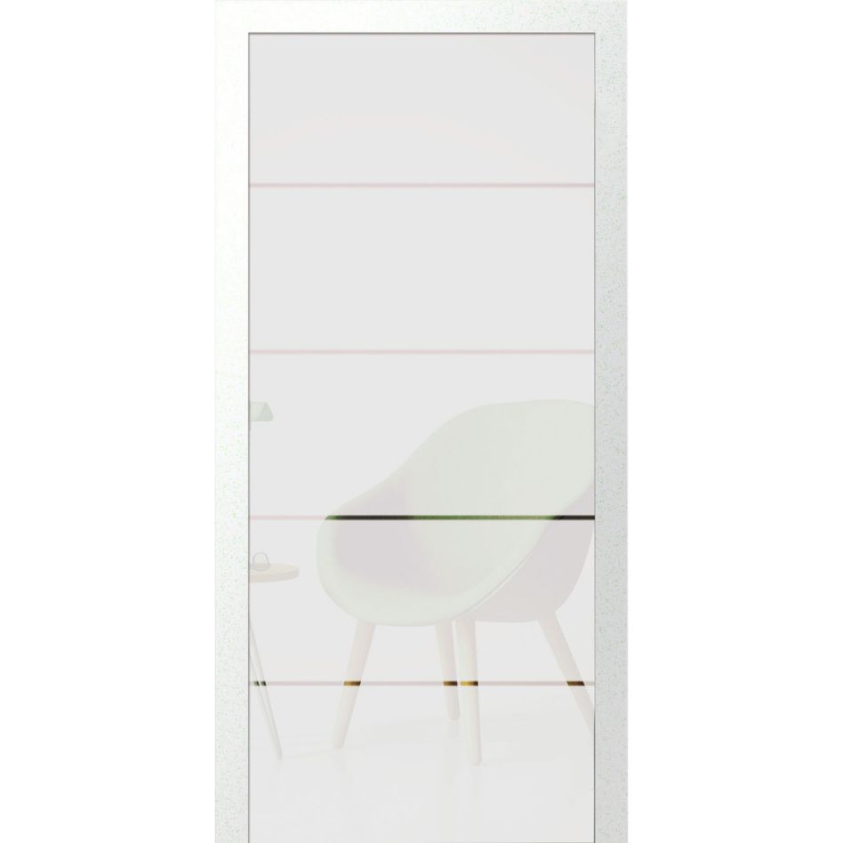 ECLISSE Unico Schiebetür Glas Mattiert mit Klarglasstreifen Komplettset Trockenbau 125 mm, 1235x1985 mm