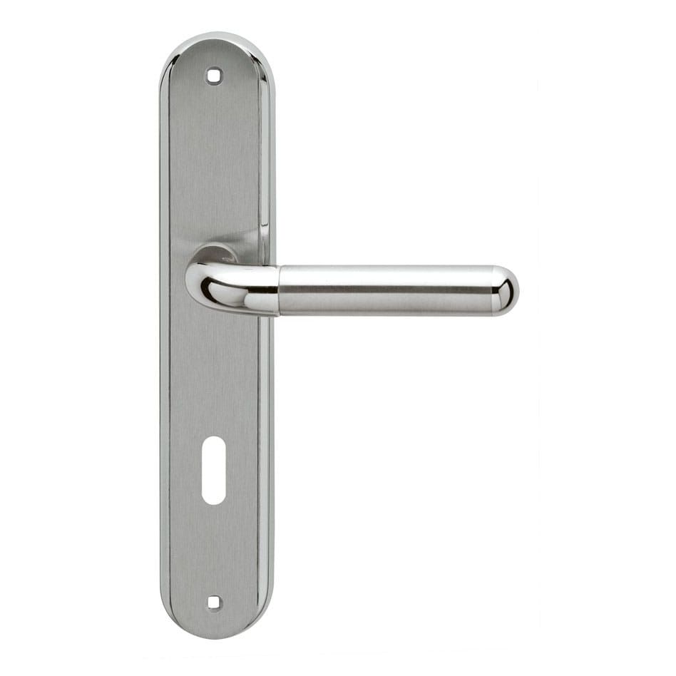 Karcher Langschild-Garnitur Lignano RL35 Chrom und Nickel matt Türklinke, Buntbart