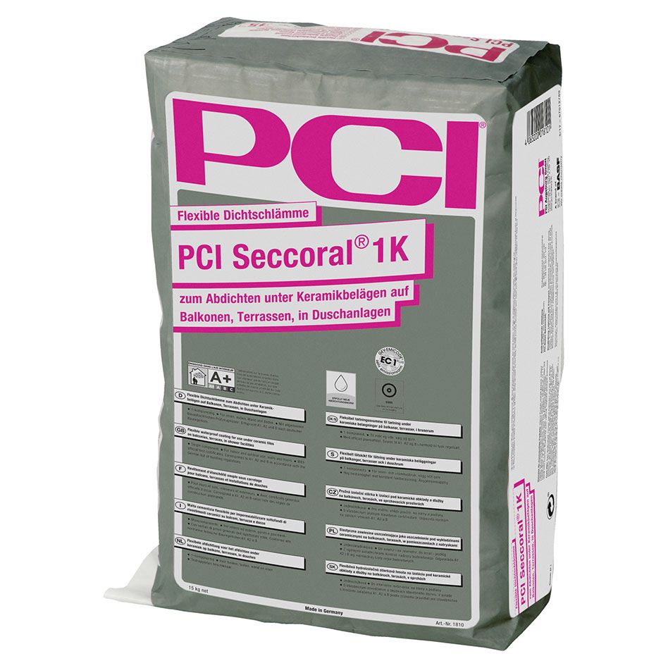 Membrane liquide d'étanchéité PCI Seccoral 1K barbotine d'étanchéité flexible grise, 3,5 kg