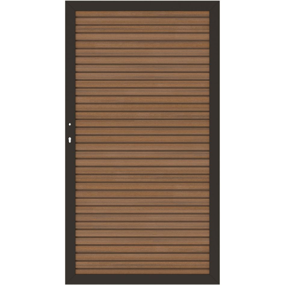 TraumGarten Sichtschutzzaun SYSTEM NEO PLATINUM Tor teak-braun günstig