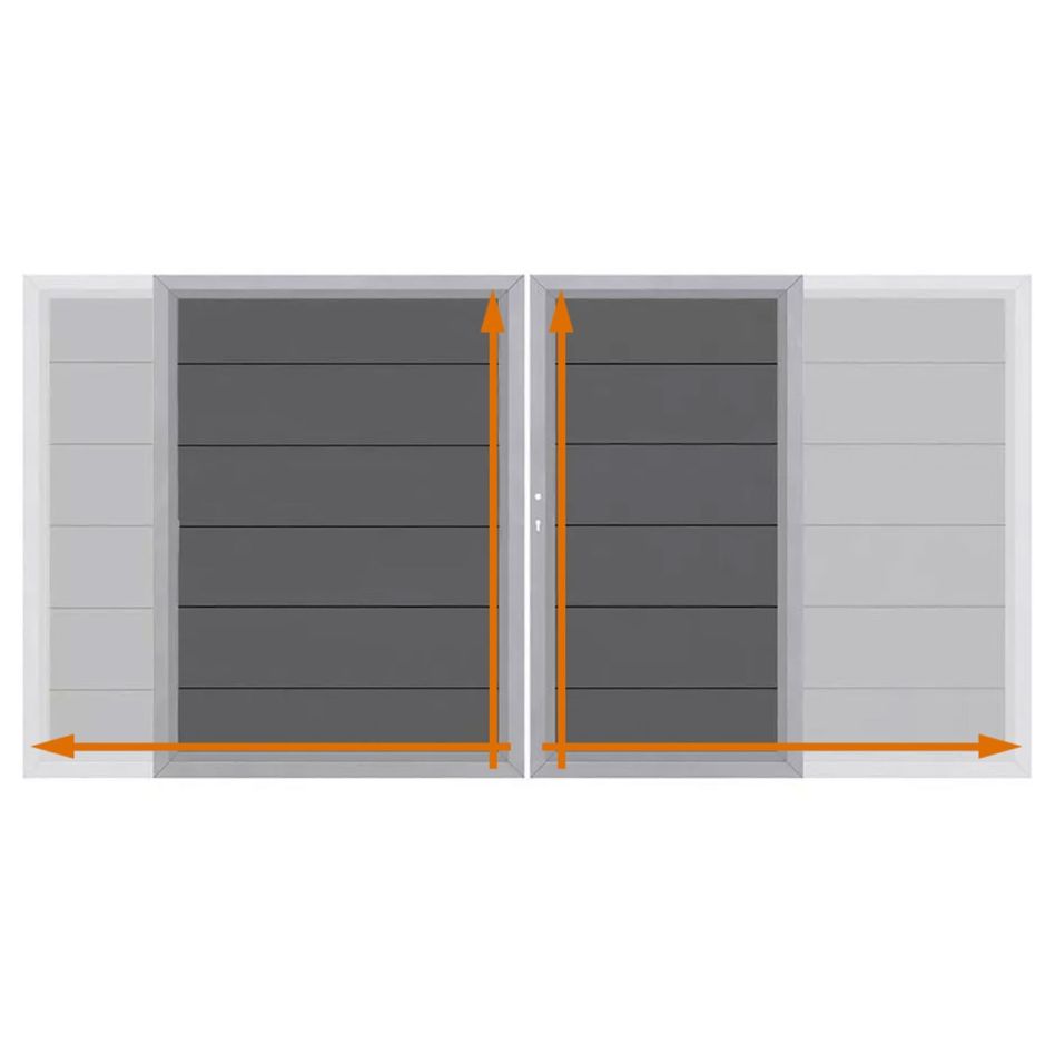 TraumGarten Doppeltor auf Maß Sichtschutzzaun DESIGN WPC ALU Anthrazit/Silber günstig