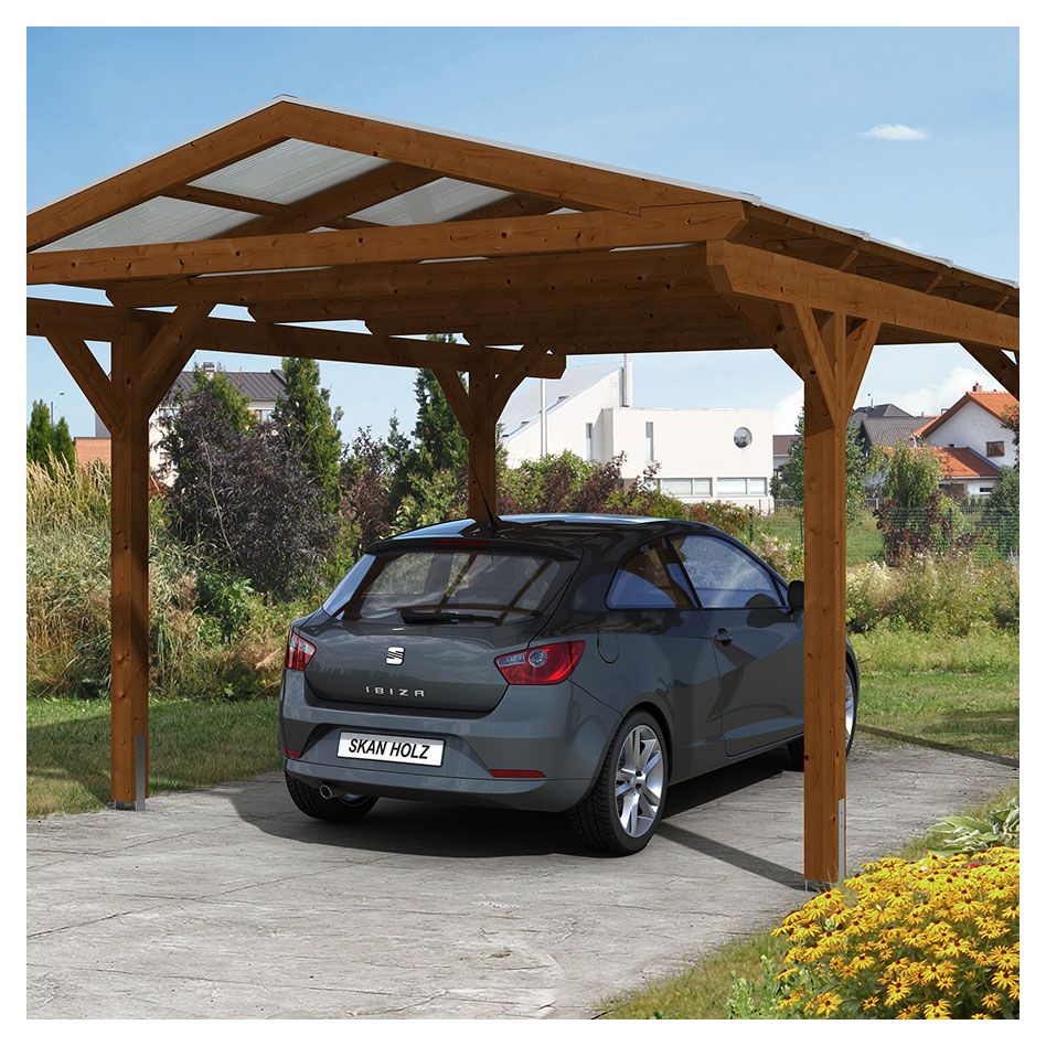 Skan Holz Einzelcarport Westerwald Nussbaum Unterstand günstig