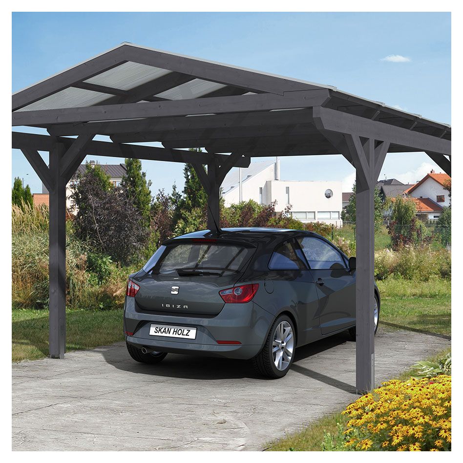 Skan Holz Einzelcarport Westerwald Schiefergrau Unterstand günstig