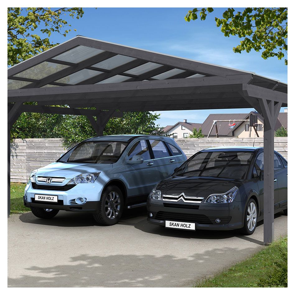 Skan Holz Doppelcarport Westerwald Schiefergrau Unterstand günstig