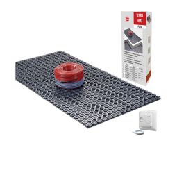 Jollytherm 3in1 Elektro Fußbodenheizung Terraheat PLUS All IN ONE Set Standard Energieeffiziente Fußbodenheizung mit Abdichtungs- und Entkopplungmatten, Aufbau nur 5,5 mm, für Fliesen und Natursteinböden, inklusive analogem Thermostat