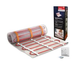 Wellker elektrische Fußbodenheizung E-Heat SET Standard inkl. Thermostat analog Zur direkten Verlegung unter Fliesen und Natursteinen, für komplette Räume oder Teilflächen geeignet, anschlussfertiges Mattensystem, energieeffizient, wartungsfrei
