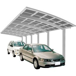 XIMAX Aluminium Carport Portoforte Tandem Edelstahl-Optik Unterstand verschiedene Varianten, extra langer und freitragender Doppelcarport