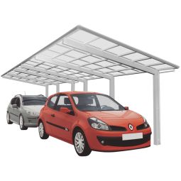XIMAX Aluminium Carport Linea Tandem Edelstahl-Optik Unterstand verschiedene Varianten, extra langer Doppelcarport, freitragend
