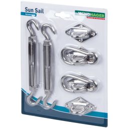 Windhager Sonnensegel Befestigungsset 2x Spannanker, 2x Karabinerhaken, 4x Halteösen
