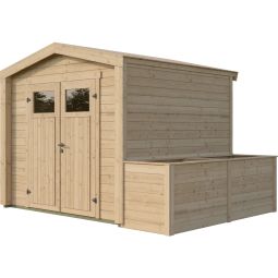 weka Gartenhaus Killarney Naturbelassen inkl. Hochbeet Praktischer Stauraum mit integriertem Pflanzbereich & zweiflügliger Tür