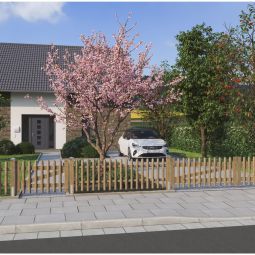 T&J Vorgartenzaun Senkrechtzaun Palisadenzaun  kesseldruckimprägniert, Lattenabstand ca. 6 cm, Lattenbreite ca. 55 mm, ohne Querriegel, robust & wetterfest