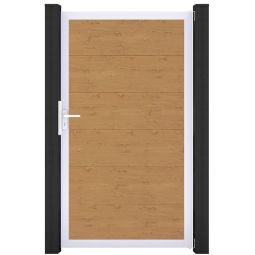 GroJa Einzeltor BasicLine PVC-Steckzaun Asteiche Natur  Außergewöhnliche Stabilität und Langlebigkeit, Alu-Rahmen mit PVC-Füllungen 100x180x4 cm groß