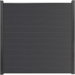 GroJa BasicLine schmal PVC-Steckzaun Sichtschutzzaun Anthrazitgrau Sichtschutz Lamellenzaun Bausatz aus 12 schmalen Füllungen, Stahlverstärkungen, Abschlussprofil und 2 Distanzstücken, 180x180x1,9 cm