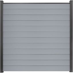 GroJa BasicLine schmal PVC-Steckzaun Sichtschutzzaun Silbergrau Sichtschutz Lamellenzaun Bausatz aus 12 schmalen Füllungen, Stahlverstärkungen, Abschlussprofil und 2 Distanzstücken, 180x180x1,9 cm