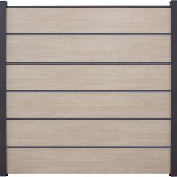 GroJa BasicLine Premium PVC-Steckzaun Sichtschutzzaun Sheffield Oak Sichtschutz Lamellenzaun Bausatz aus 6 Füllungen, 5 Lisenen, Distanzstücken und Abschlussprofil, 180x180x1,9 cm