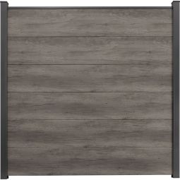 GroJa BasicLine PVC-Steckzaun Sichtschutzzaun Monument Oak Sichtschutz Lamellenzaun PVC-folierte Profile, Bausatz inklusive Distanzstücke & Abschlussprofil, 180x180x1,9 cm