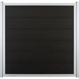 GroJa Viento Sichtschutzzaun Anthrazitgrau mit Alu-Rahmen silber EV1 Sichtschutz Lamellenzaun BPC-Designzaun, besonders stabil durch Aluminiumrahmen, individuelle Maßanfertigung möglich