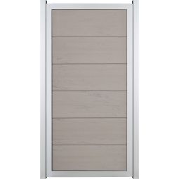 GroJa Viento Sichtschutzzaun Hochkant Bi-Color Sand mit Alu-Rahmen EV1 silber Sichtschutz Lamellenzaun BPC-Designzaun, besonders stabil durch Aluminiumrahmen,  90x180x4 cm