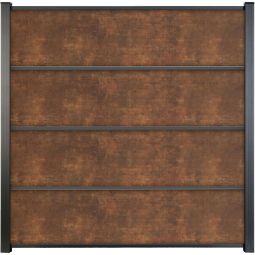 GroJa Premo HPL-Steckzaun Sichtschutzzaun Rostoptik Sichtschutz Steckzaun Lamellenzaun Bausatz aus 4 Füllungen inklusive Distanzstück-Set, Bürstendichtungen, Abschlussprofil  und H- & U-Profilen