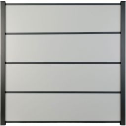 GroJa Premo HPL-Steckzaun Sichtschutzzaun Unigrau Sichtschutz Steckzaun Lamellenzaun Bausatz aus 4 Füllungen inklusive Distanzstück-Set, Bürstendichtungen, Abschlussprofil  und H- & U-Profilen